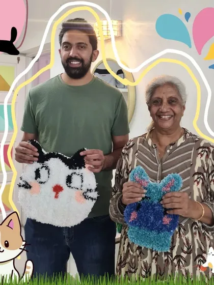 Tufting is for everyone! I absolutely loved having this mother and son duo in the studio, creating their own adorable cat and abstract rugs. It's a wonderful family bonding activity for anyone aged 15 and up.