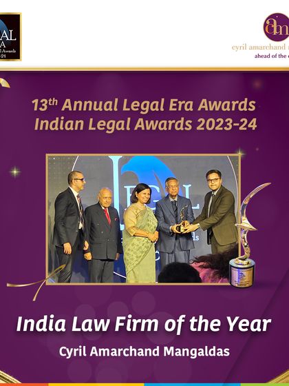 Our team accepting the 'India Law Firm of the Year' award at the Legal Era Indian Legal Awards 2023-24.