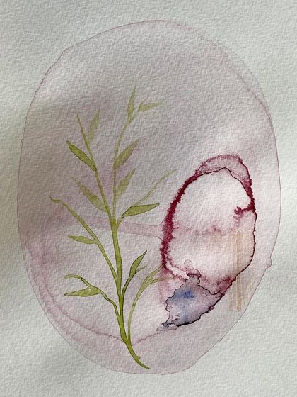 A soft, evocative watercolour piece by Avnit Singh, demonstrating the calming and meditative quality of her work shared during the open studio.