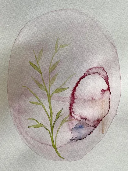 A soft, evocative watercolour piece by Avnit Singh, demonstrating the calming and meditative quality of her work shared during the open studio.