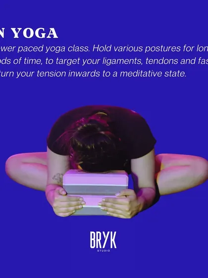 Learn about Yin Yoga at BRYK. It's a slower-paced practice designed to target deep connective tissues and bring you into a meditative state.
