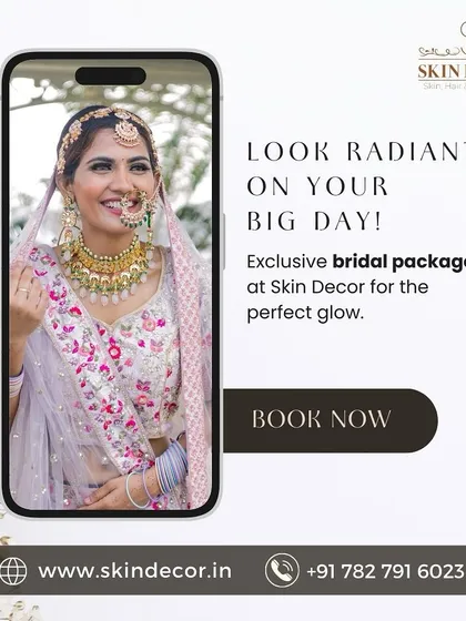 For all the brides-to-be, your journey to radiant wedding skin should start early. I offer exclusive bridal packages designed to give you that perfect, long-lasting glow for your special day. Let's plan your skin journey together.