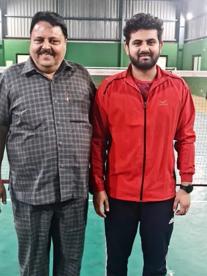 Our coach with Mr. Ajay Singhania. Interactions with experienced figures in the badminton community provide invaluable insights for our academy's growth.