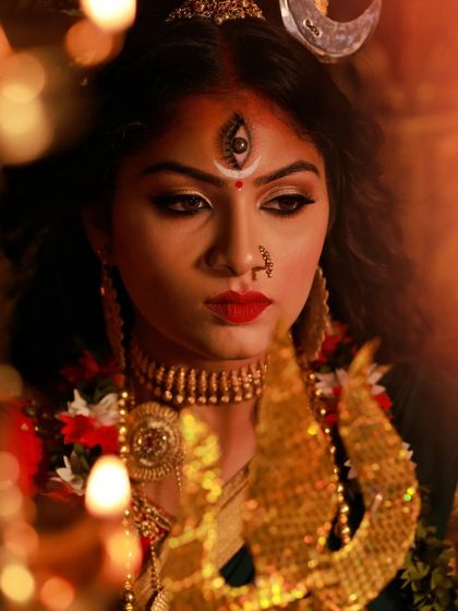 A series from my "Eyes of Divine" project, portraying Goddess Durga. I used elaborate sets, dramatic lighting with smoke and fire, and authentic styling to capture the power and grace of the deity. This video shows the final result after the on-set efforts.
