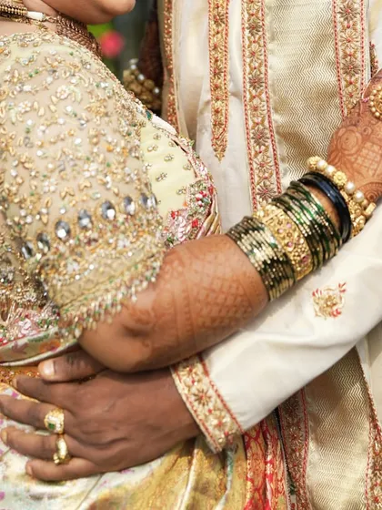 Additional views showcasing the variety and detail of my heirloom bridal sarees. Each image captures a different angle, moment, or detail, from full portraits to close ups of the fabric and embroidery, illustrating the complete story of each bride's custom creation.