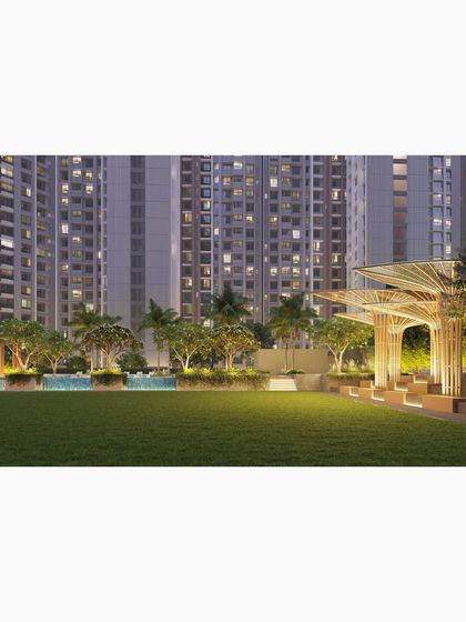 A render of an upcoming high-rise township in Mumbai, showcasing the integration of residential towers with extensive green podiums and community amenities.