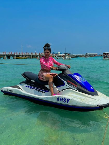 Adventure on the water. Riding a jet ski in the Andaman Islands is a perfect example of how fitness translates into fun and exhilarating life experiences.
