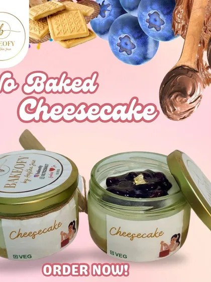 Craving cheesecake? My no-bake cheesecake jars are the perfect single-serving dessert. This one features a creamy base with a delicious blueberry topping, all ready to be enjoyed.