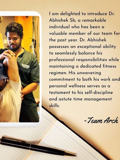 Dr. Abhishek has been a remarkable member of our team for the past year. His passion for fitness and physiotherapy serves as an inspiration to both clients and colleagues.