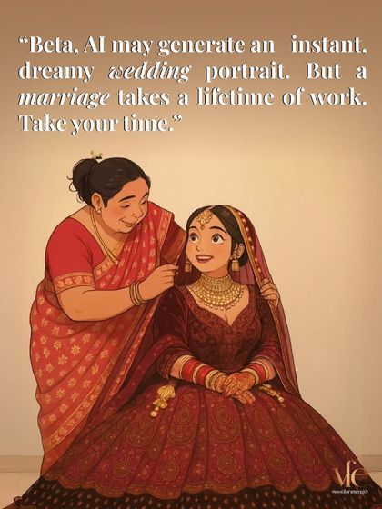 "Beta, AI may generate a dreamy wedding portrait. But a marriage takes a lifetime of work. Take your time." Wise words from a wise mother.