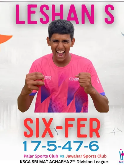 A rare and incredible feat. Our young leg-spinner Leshan celebrates a "six-fer" in the KSCA 2nd Division League, dismantling the opposition's top order. We nurture specialized talent to create match-winners.