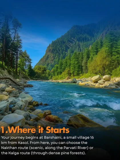 The journey to Kheerganga starts at Barshaini and takes you along the scenic Parvati River. The sound of the water is your constant companion on the trail.
