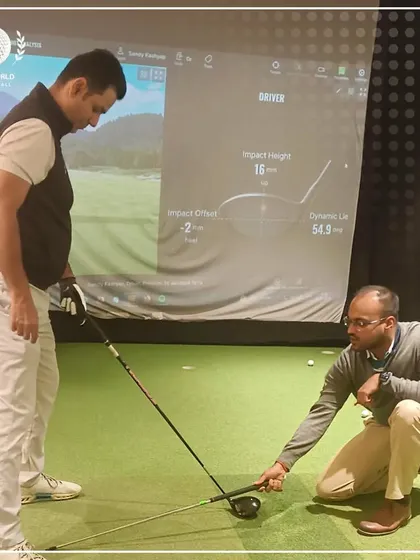 A typical view during a fitting session. I guide the client through the process, making adjustments and explaining how each variable impacts the shot, ensuring they are part of the decision-making.