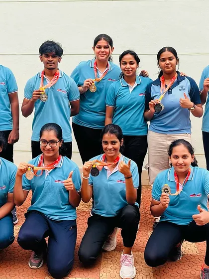 Our formidable team of Air Pistol ISSF medal winners, showcasing the depth of talent at our academy.