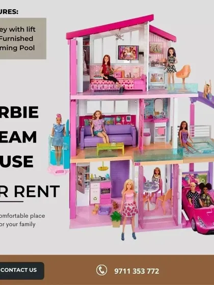 The Barbie Malibu House is another fantastic rental option, offering two stories and six rooms of fun. It even transforms, with a living room that becomes a home movie theater.