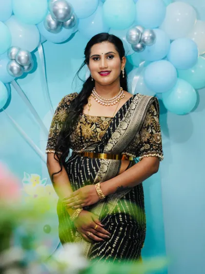 The full look, showing how a simple jewellery set can elevate your entire outfit. I have many such pieces perfect for any celebration.