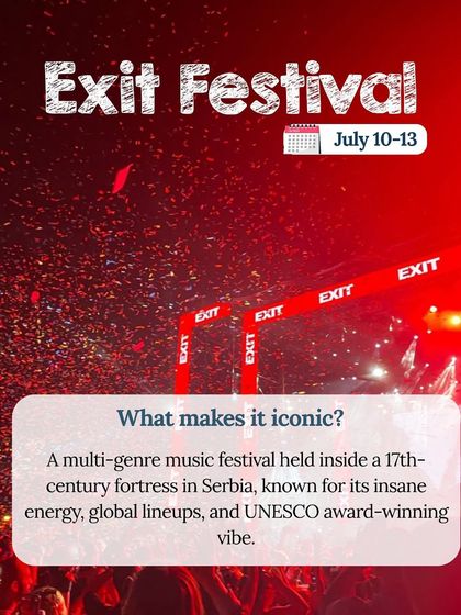 Party inside a 17th-century fortress at the EXIT Festival in Serbia. Known for its insane energy and award-winning vibe, this is a must-do for any serious festival-goer.