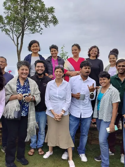 A happy group photo from a workshop. The energy and smiles say everything about the connections and friendships formed here.