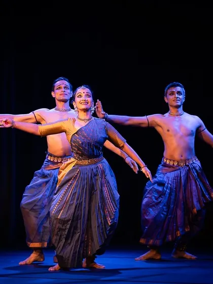 A moment of synchronized grace from the production 'Abha'. This trio performance is a great example of how I choreograph for small groups, ensuring each artist has a distinct role while contributing to a cohesive and balanced stage picture.