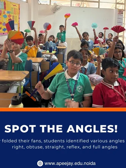 As they folded their fans, students were challenged to spot the angles. They identified various types, including acute, right, obtuse, and straight angles, making geometry tangible and fun.