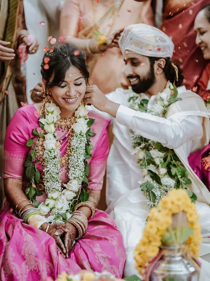 A tender moment during a traditional South Indian wedding ceremony, as the groom lovingly blesses his bride. It’s these quiet, unscripted interactions, filled with emotion and heritage, that I love to capture.