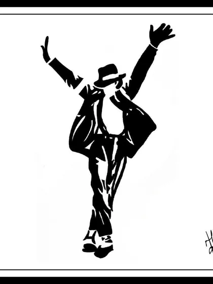 A silhouette of Michael Jackson in one of his iconic dance poses. This piece is a tribute to the King of Pop, celebrating the energy and magic he brought to the world. A star can never die.