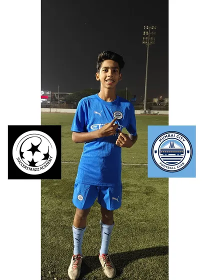 Another graphic celebrating Dishant's selection into the Mumbai City FC U-13 team. His hard work and dedication paid off.