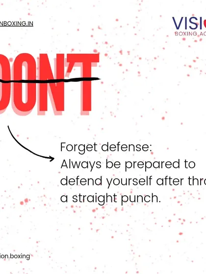 After throwing any punch, especially a straight, you must be prepared to defend. Never forget your defense; always bring your hand back to your guard immediately.