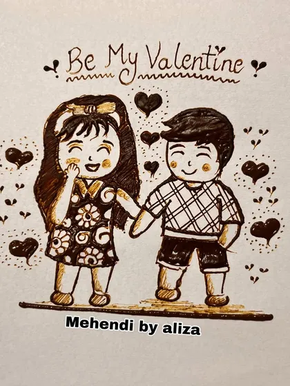 A cute cartoon couple for Valentine's Day. A sweet and unique way to celebrate love.