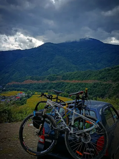 Traveling with bikes is always more fun. Our support vehicle loaded up and ready to explore the green hills and rice paddies of Arunachal Pradesh.