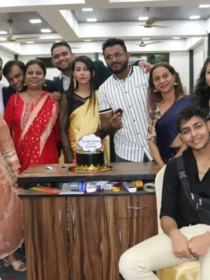 The entire team together for a group photo during the farewell celebrations. These are the moments that define the Divesh Classes family.