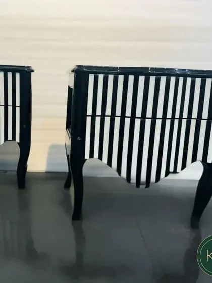 Another angle of the matching striped chests, highlighting their unique silhouette and the precision of the pattern.