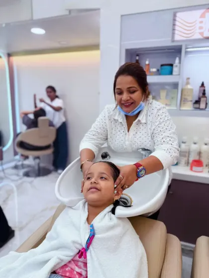 Even the hair wash is a fun experience for our little clients. We take extra care to make them feel comfortable and happy.