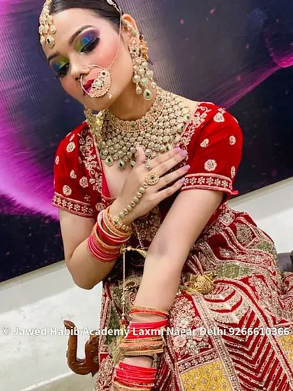 Another angle of the colorful bridal eye makeup, showcasing the beautiful blending and color combination. We teach advanced eye makeup techniques for standout looks.