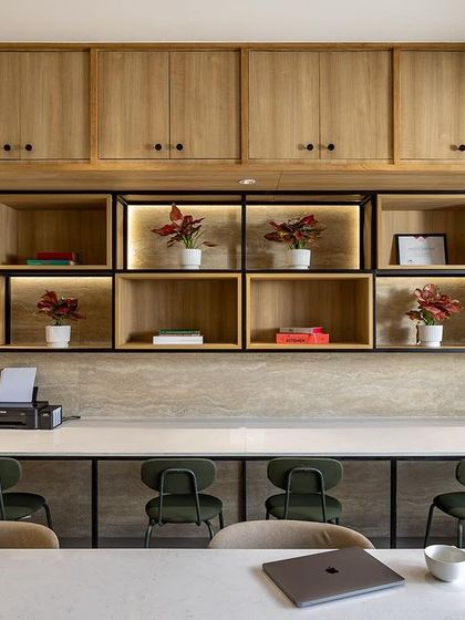 The clean, modern aesthetic of our student study area, complete with individual workspaces.