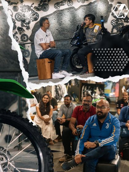 The audience at one of our interactive Q&A sessions. It's great to see so many engaged and passionate riders eager to learn more.