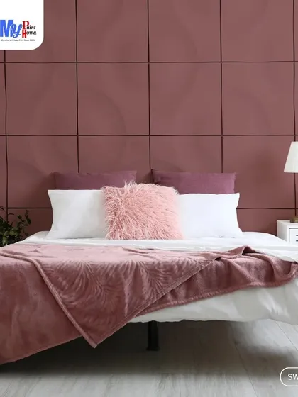 Texture can add warmth and depth to a bedroom. This project features a beautiful maroon textured accent wall that creates a cozy and inviting feel, making the room a perfect personal retreat.