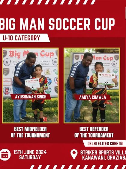 Shoutout to our stars Ayushmaan and Aadya, who were named Best Midfielder and Best Defender of the Tournament at the Big Man Soccer Cup.