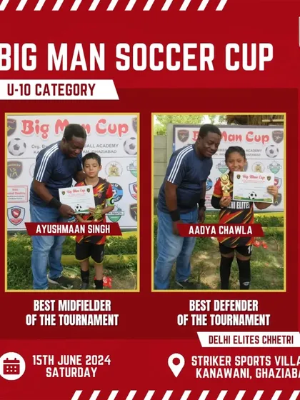 Shoutout to our stars Ayushmaan and Aadya, who were named Best Midfielder and Best Defender of the Tournament at the Big Man Soccer Cup.