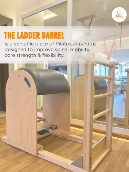The Ladder Barrel is a versatile piece of apparatus designed to improve spinal mobility, core strength, and flexibility. Its unique shape supports the natural curves of the spine.