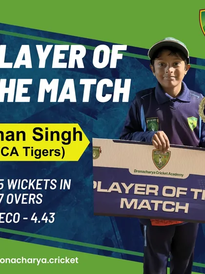 Rohan Singh of DCA Tigers was awarded Player of the Match for his game-changing spell of 5 wickets in 7 overs.