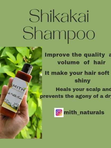 This is my traditional Shikakai Shampoo. Shikakai is a wonderful natural cleanser that improves hair volume, makes it soft and shiny, and heals the scalp without stripping its natural oils.