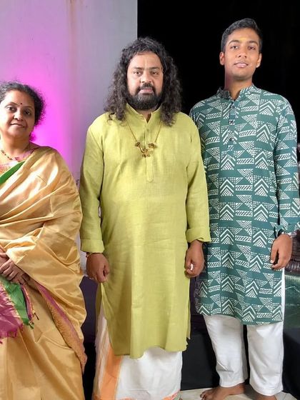 With the legendary mridangist Patri Satish Kumar sir and the respected vocalist Sudha Ragunathan aunty after a chamber concert at her home.