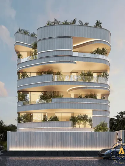 This design for a 500-sq-yd plot in Sushant Lok, Gurgaon, showcases a dynamic interplay of curves and straight lines. The use of high-quality aluminum and glass adds a touch of luxury, while shared amenities and landscaped spaces foster a sense of community.
