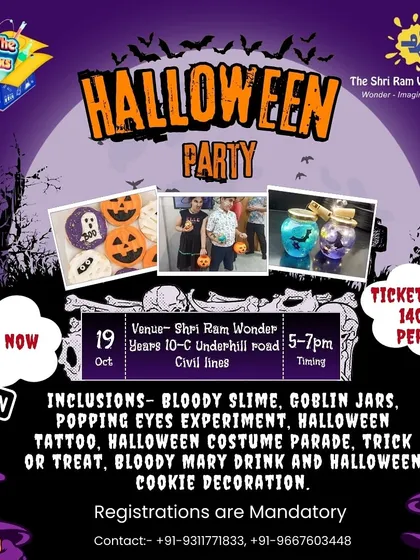 Here is the announcement for our popular Halloween Party. I make sure to list all the exciting inclusions like the bloody slime experiment, goblin jar making, and trick or treating so parents know exactly what to expect.