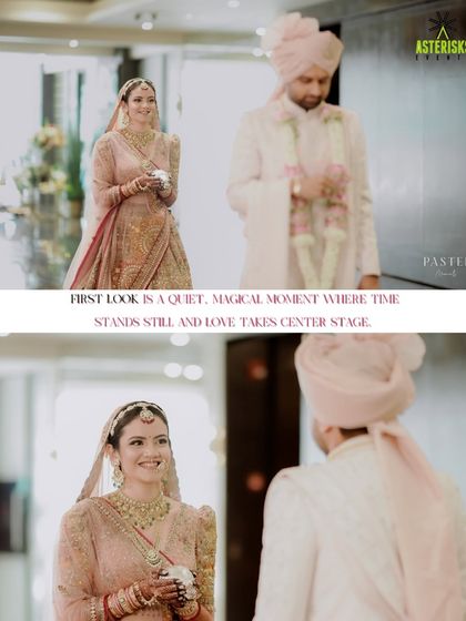 The magical "first look" moment, where the groom sees his bride for the first time, a quiet, emotional beat before the main ceremony.