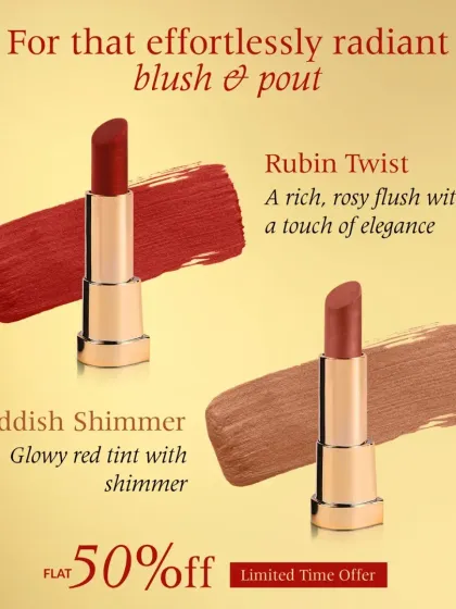 For an effortlessly radiant blush and pout, I recommend these two shades. Rubin Twist gives a rich, rosy flush of elegance, while Reddish Shimmer provides a beautiful, glowy red tint.
