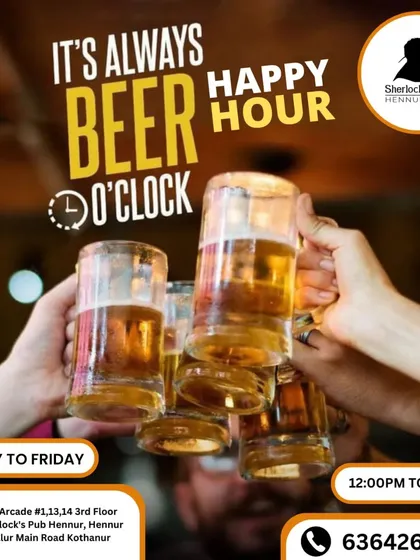 It's always beer o'clock here. My happy hour runs from Monday to Friday, 12 PM to 6 PM, because you deserve a break.