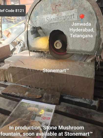 The stone mushroom fountain is in production and will soon be available to order.