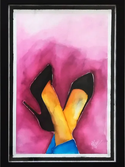 Inspired by Coco Chanel's famous quote, this watercolor painting is for anyone who loves fashion and a touch of glamour. The vibrant pink background makes the classic black stilettos pop, creating a chic and empowering piece of art.